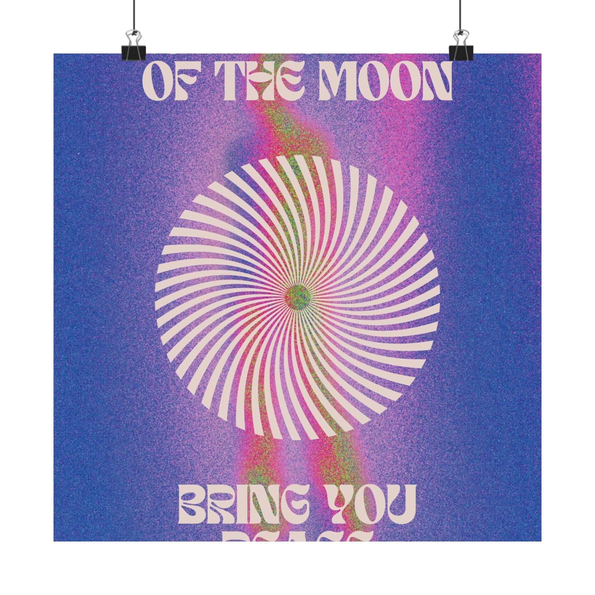 let the light of the moon poster — psychedelic retro wall art Printify