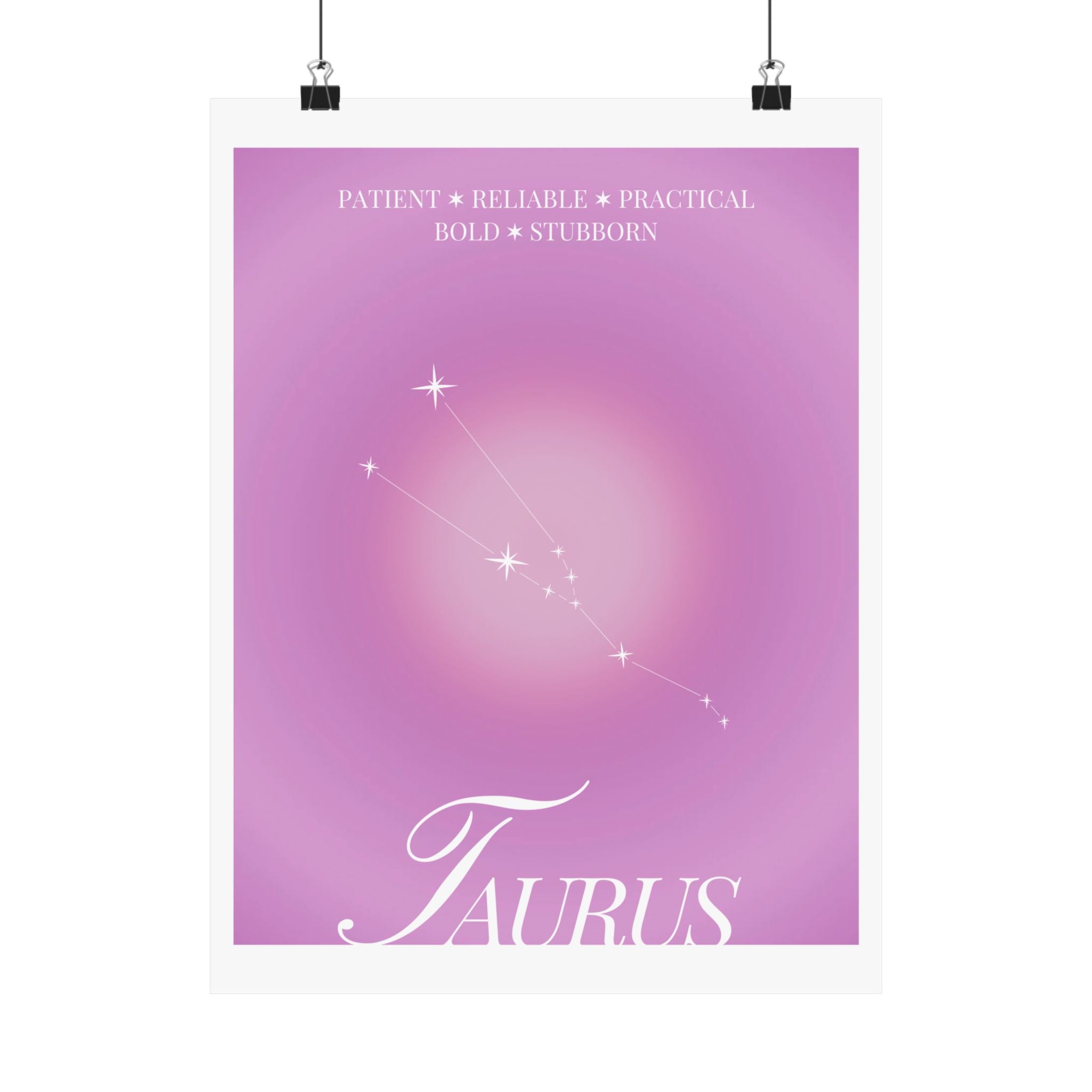 taurus constellation poster — pink zodiac matte poster Printify