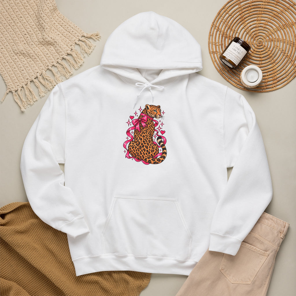 Pink Floral Leopard Hoodie – Playful Girly Gen Z Wildcat Sweatshirt