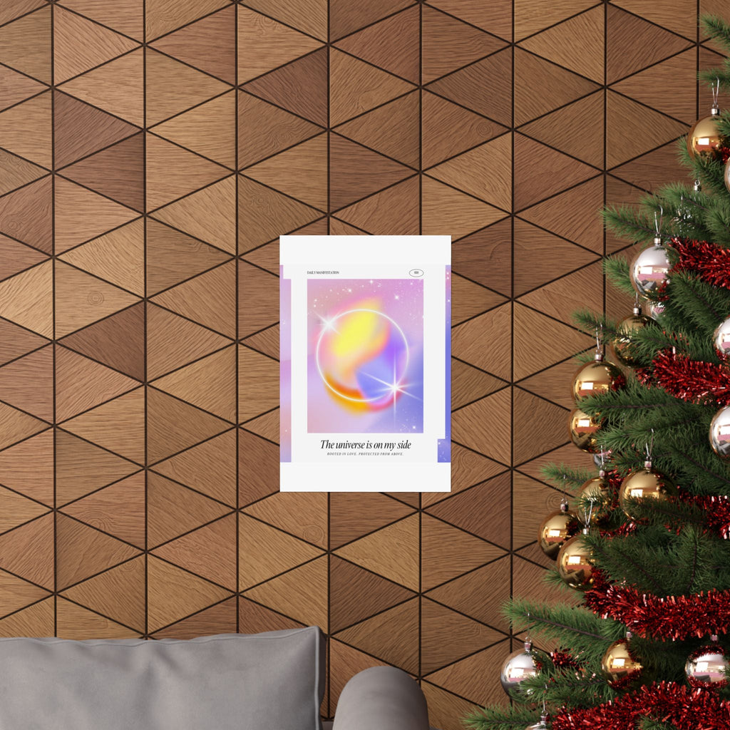 matte poster — "the universe is on my side" pastel manifestation art print Printify