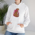 Pink Floral Leopard Hoodie – Playful Girly Gen Z Wildcat Sweatshirt