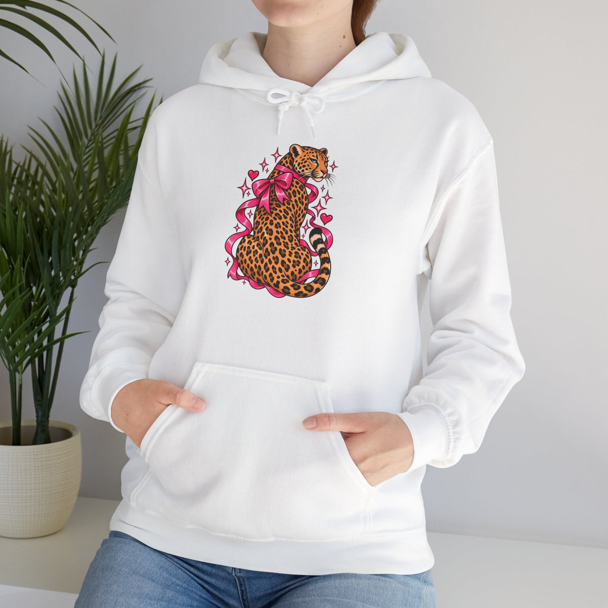 Pink Floral Leopard Hoodie – Playful Girly Gen Z Wildcat Sweatshirt