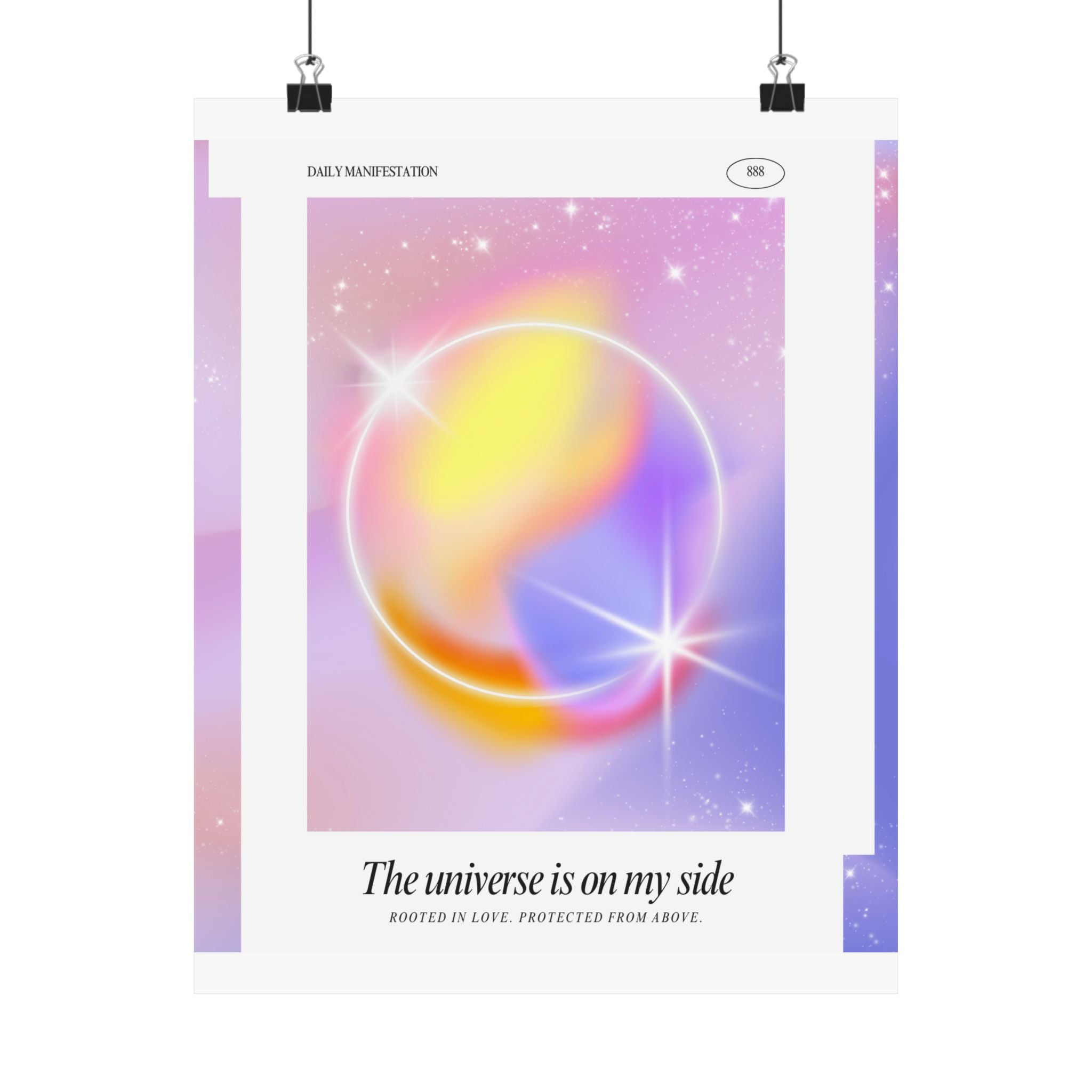 matte poster — "the universe is on my side" pastel manifestation art print Printify