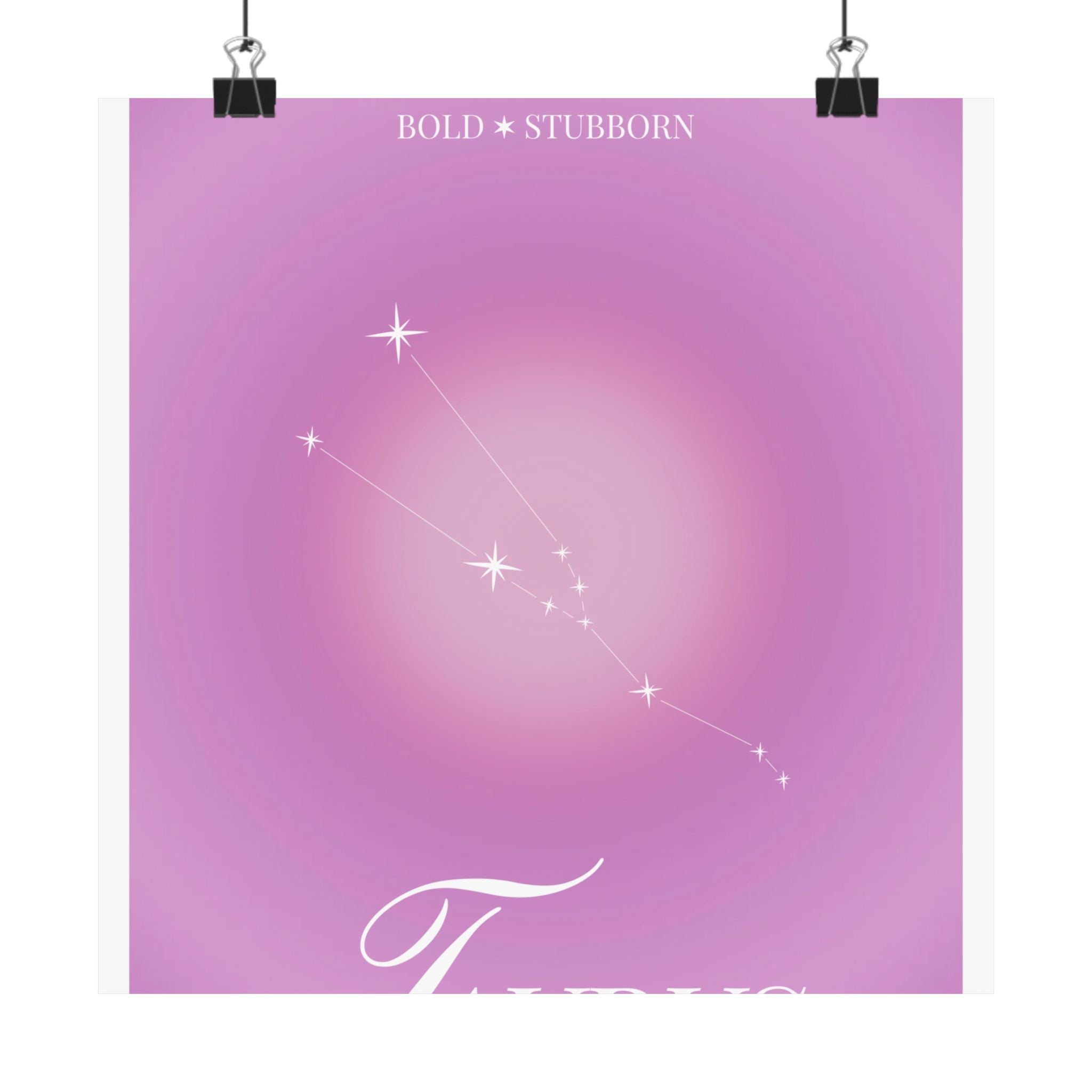 taurus constellation poster — pink zodiac matte poster Printify