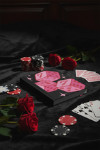 Pink Lucky Dice Hardcover Journal — Cute Heart Dice Notebook for Notes & Journaling