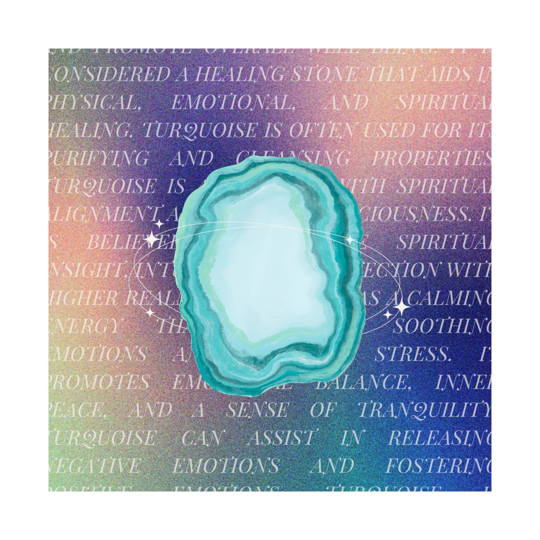 turquoise agate poster — matte healing stone wall art Printify