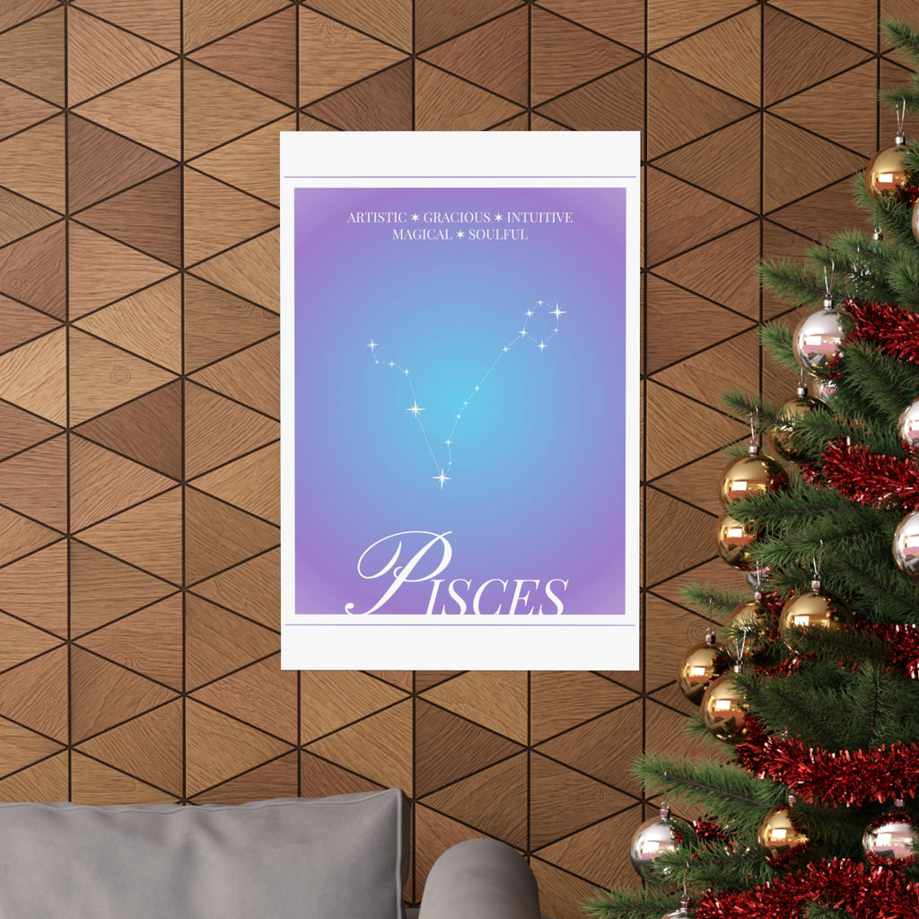 pisces constellation matte poster — astrological zodiac wall art Printify