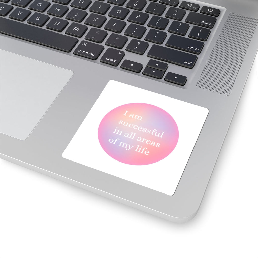 Affirmation Sticker — "I am successful in all areas of my life" (Pastel Gradient) Printify