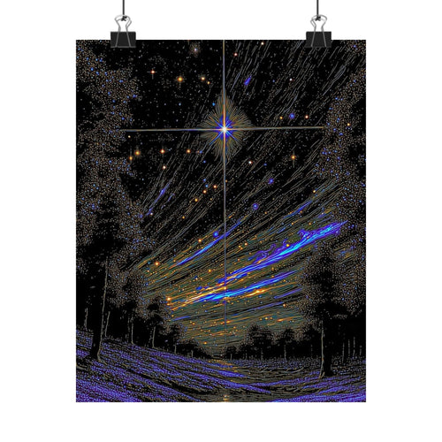 Celestial Night Sky Matte Poster — Starfield with Shooting Comet Printify