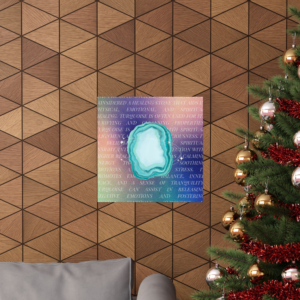 turquoise agate poster — matte healing stone wall art Printify