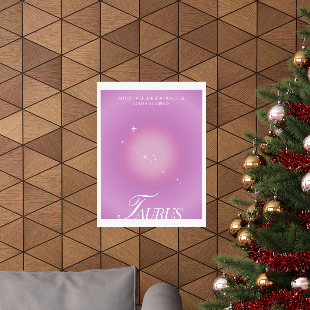 taurus constellation poster — pink zodiac matte poster Printify