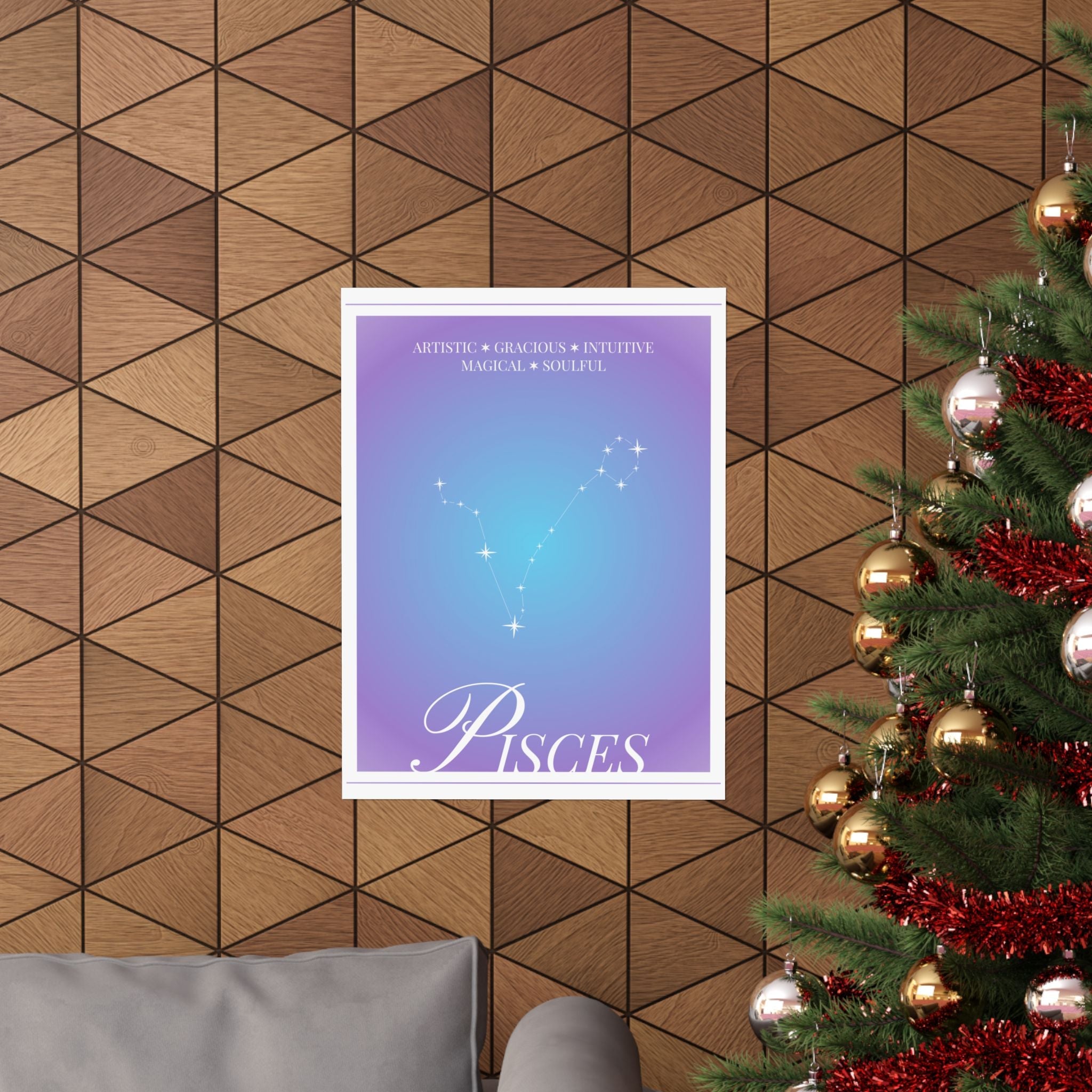 pisces constellation matte poster — astrological zodiac wall art Printify