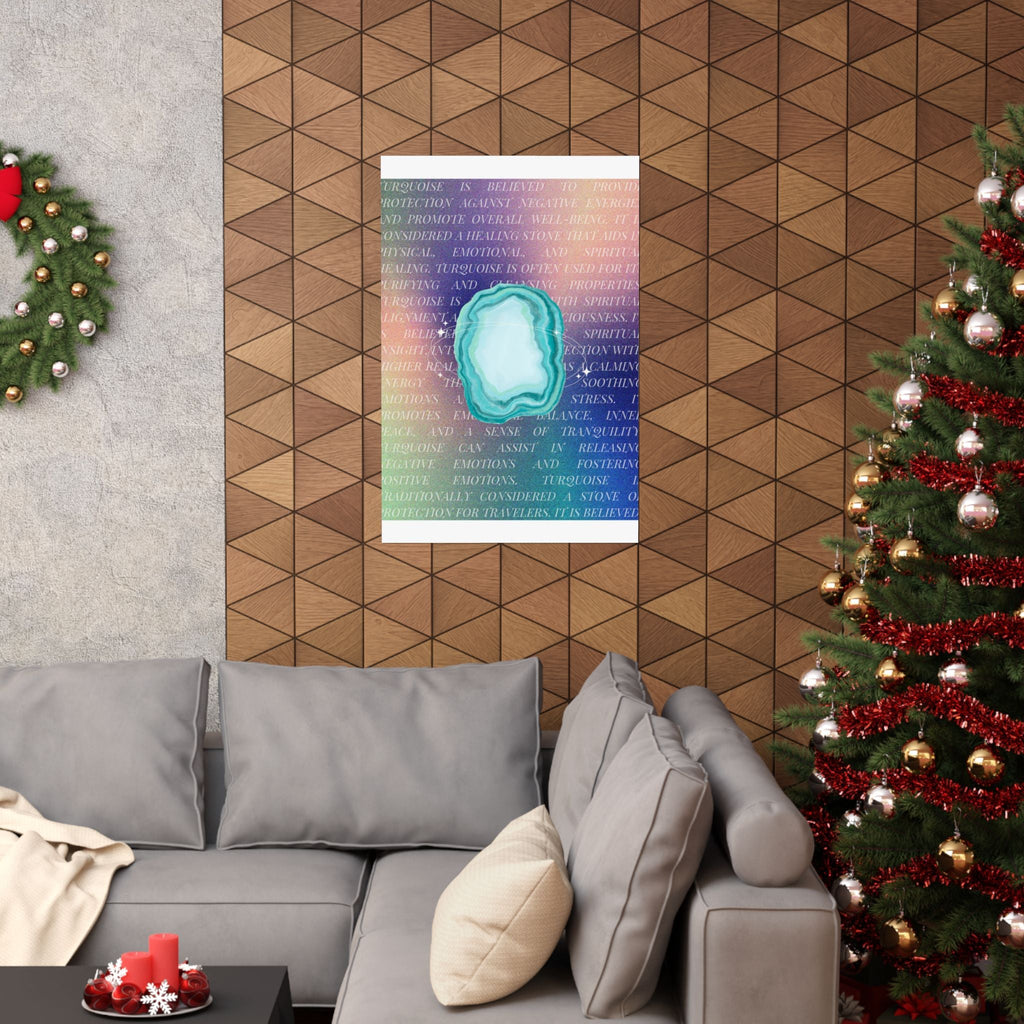 turquoise agate poster — matte healing stone wall art Printify