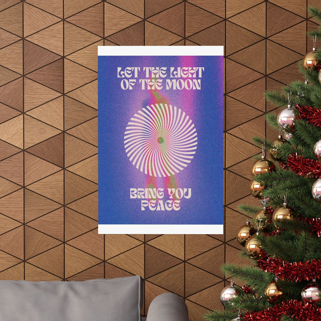 let the light of the moon poster — psychedelic retro wall art Printify