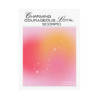 scorpio constellation matte poster — "charming courageous loyal" zodiac wall art Printify