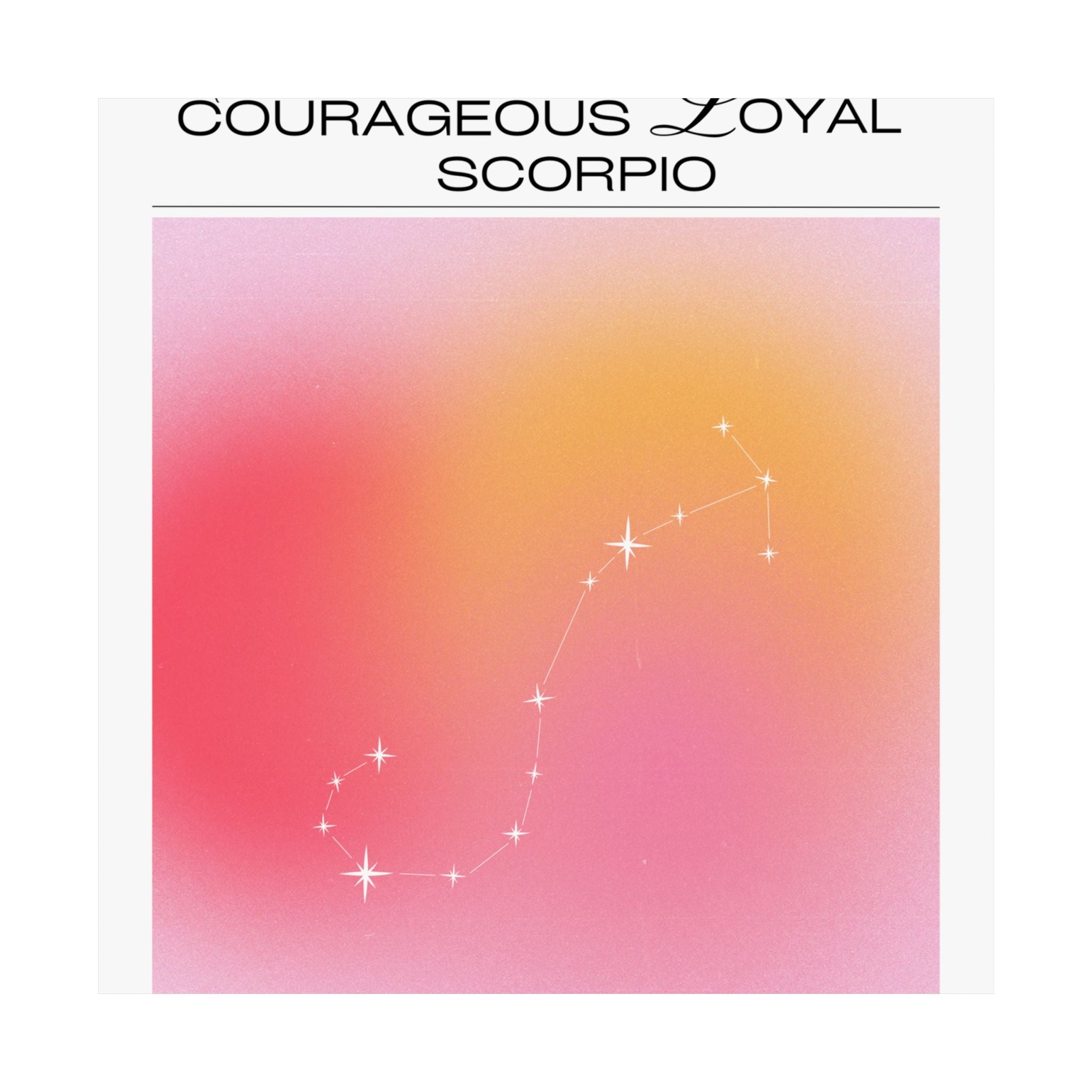 scorpio constellation matte poster — "charming courageous loyal" zodiac wall art Printify