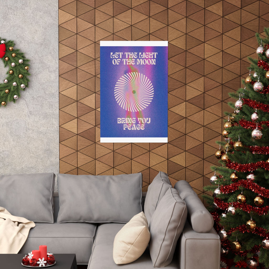 let the light of the moon poster — psychedelic retro wall art Printify
