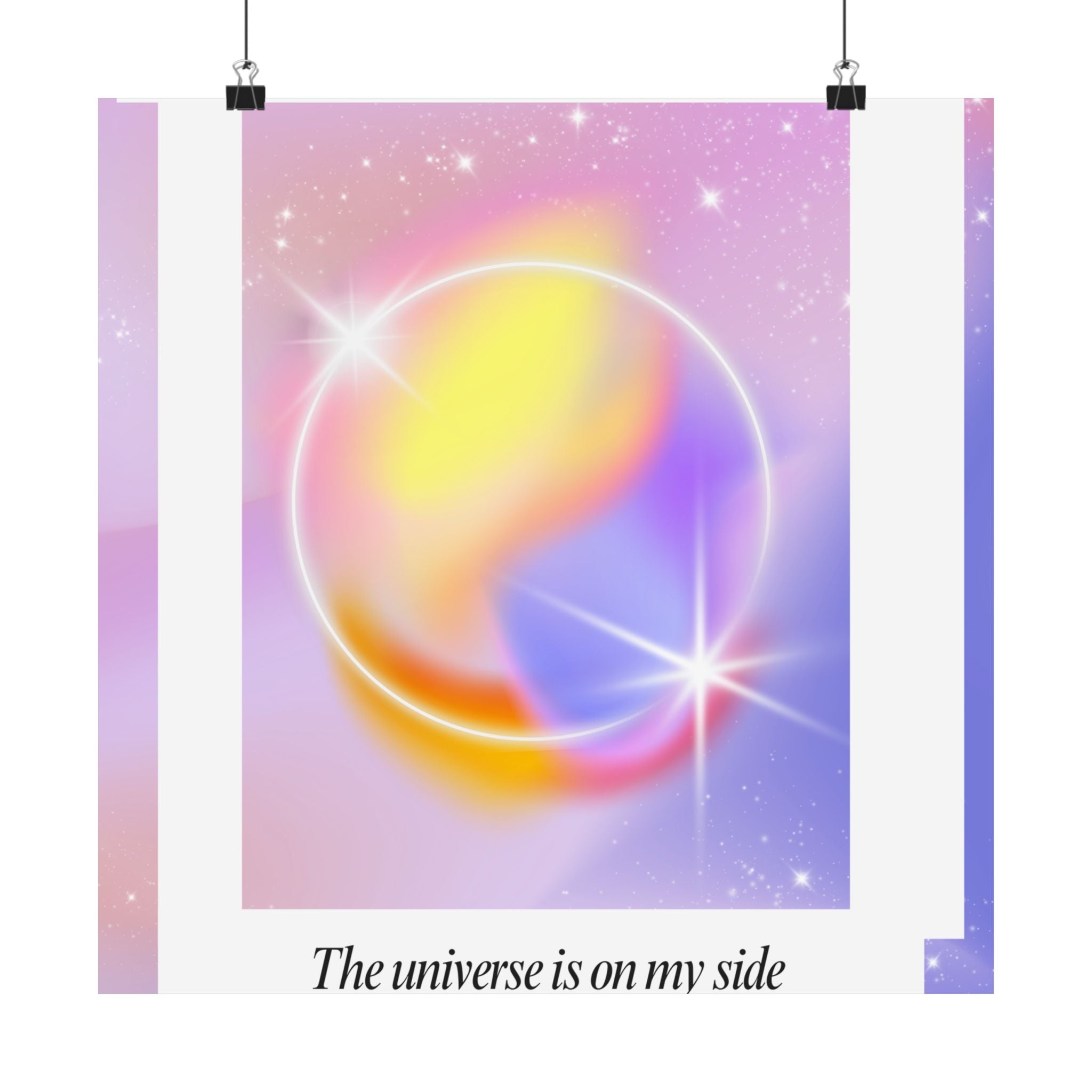 matte poster — "the universe is on my side" pastel manifestation art print Printify