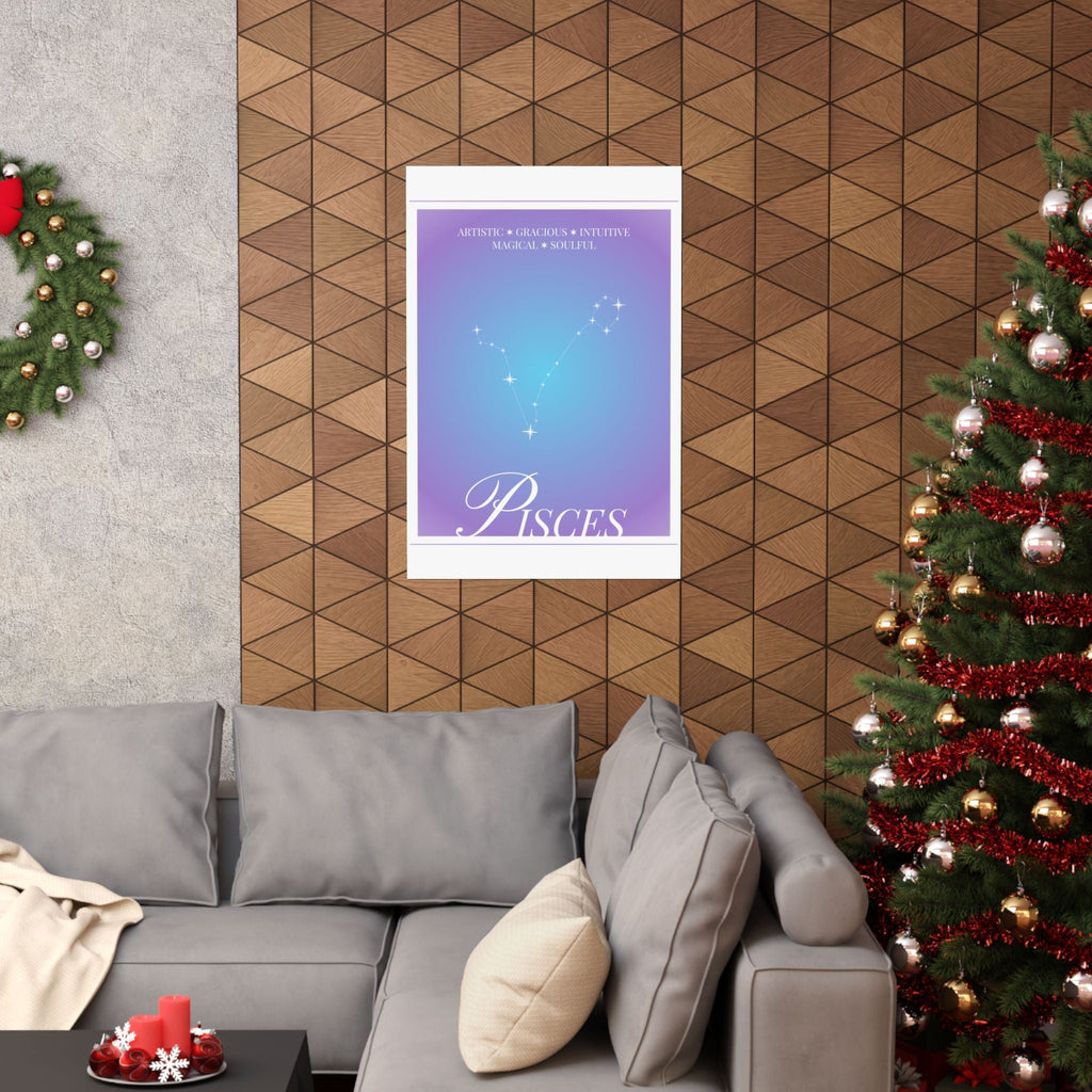 pisces constellation matte poster — astrological zodiac wall art Printify