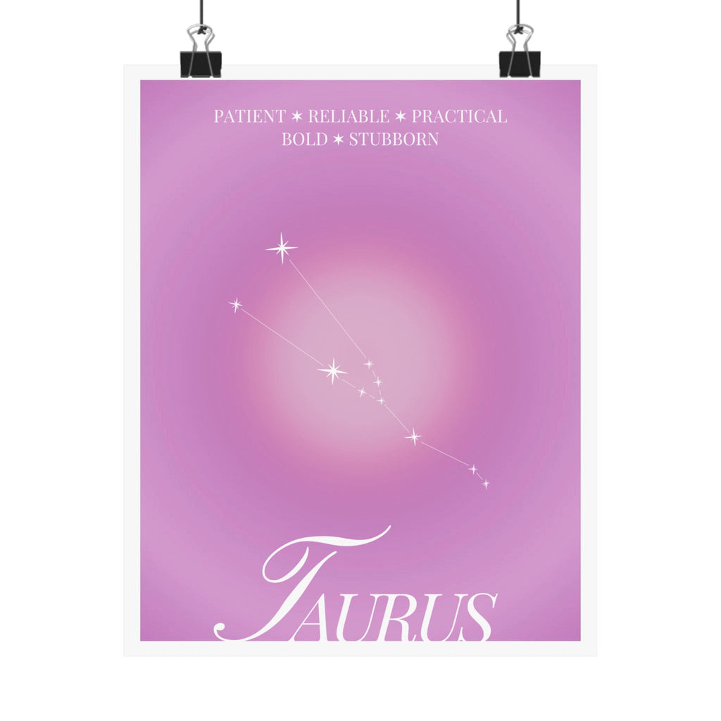 taurus constellation poster — pink zodiac matte poster Printify