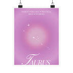 taurus constellation poster — pink zodiac matte poster Printify
