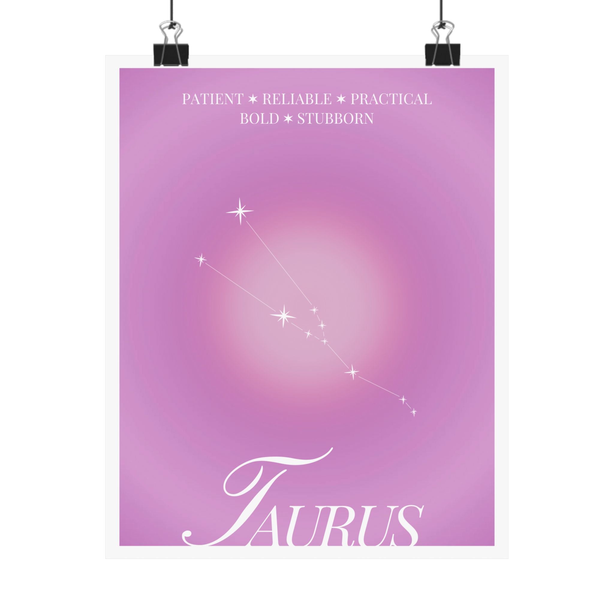 taurus constellation poster — pink zodiac matte poster Printify