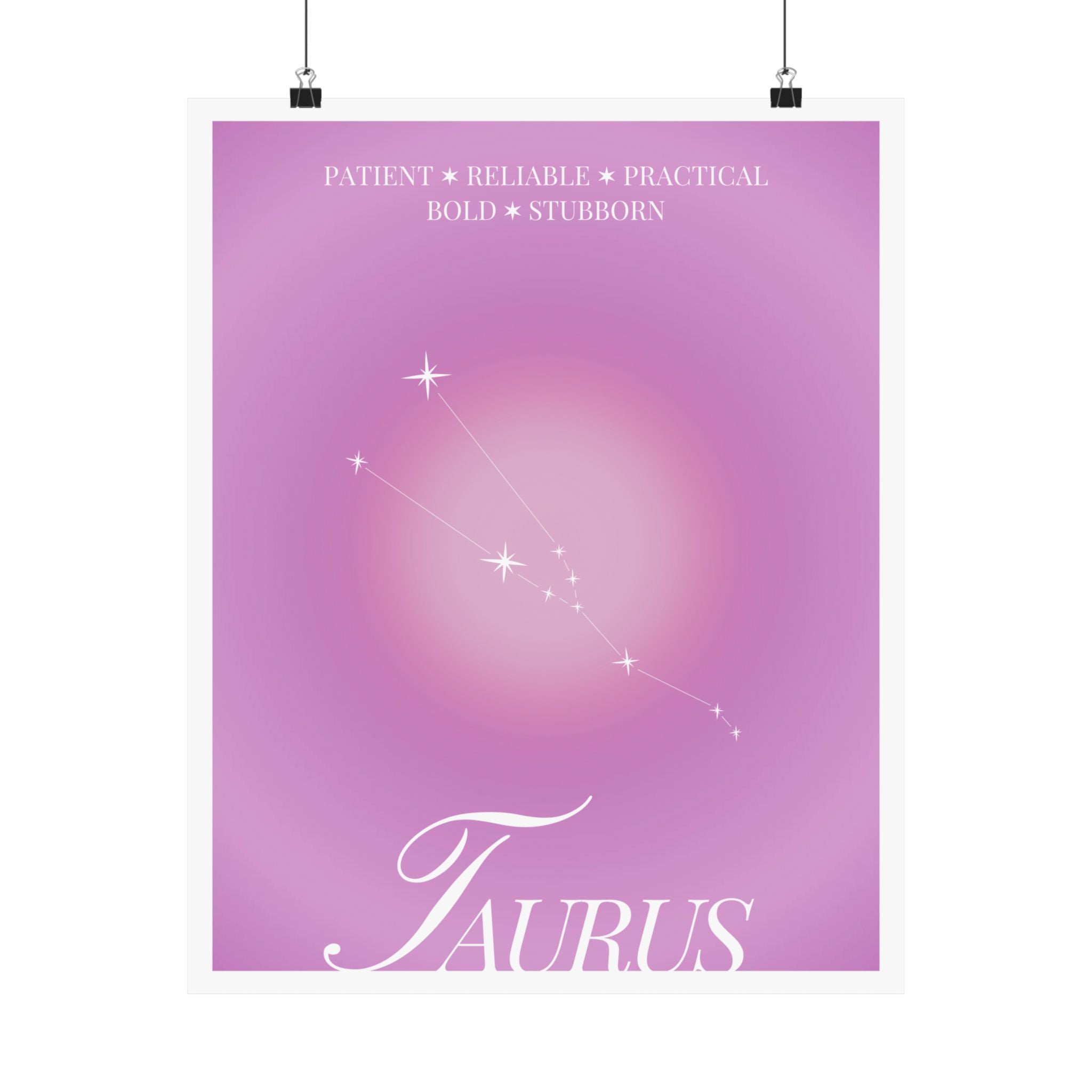 taurus constellation poster — pink zodiac matte poster Printify