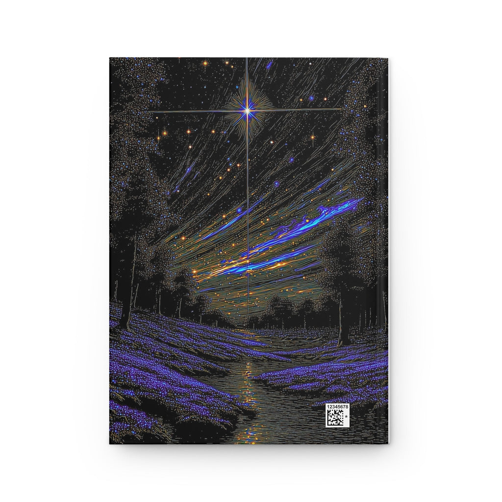 starry night meadow hardcover journal — celestial landscape notebook for manifesting & journaling Printify