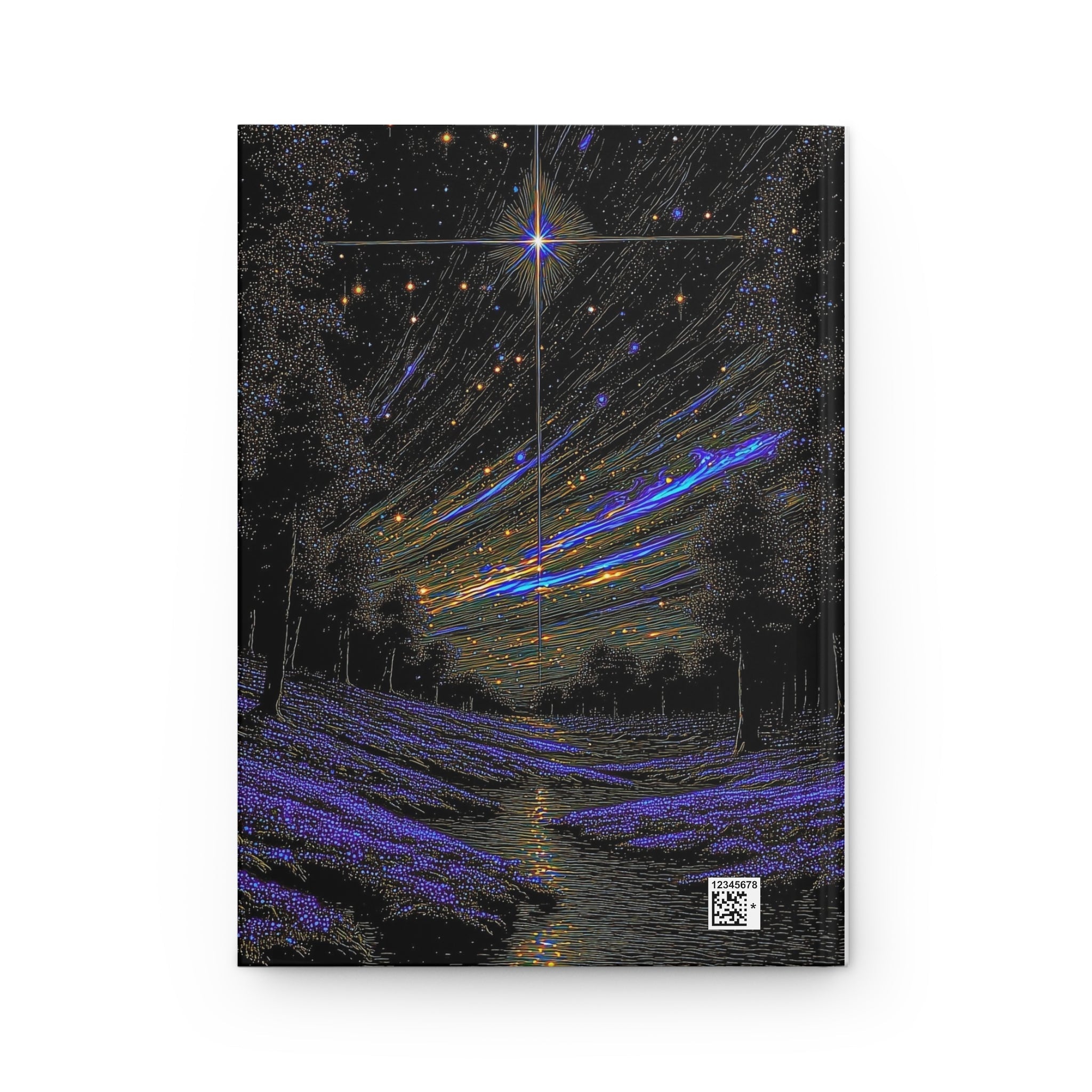 starry night meadow hardcover journal — celestial landscape notebook for manifesting & journaling Printify