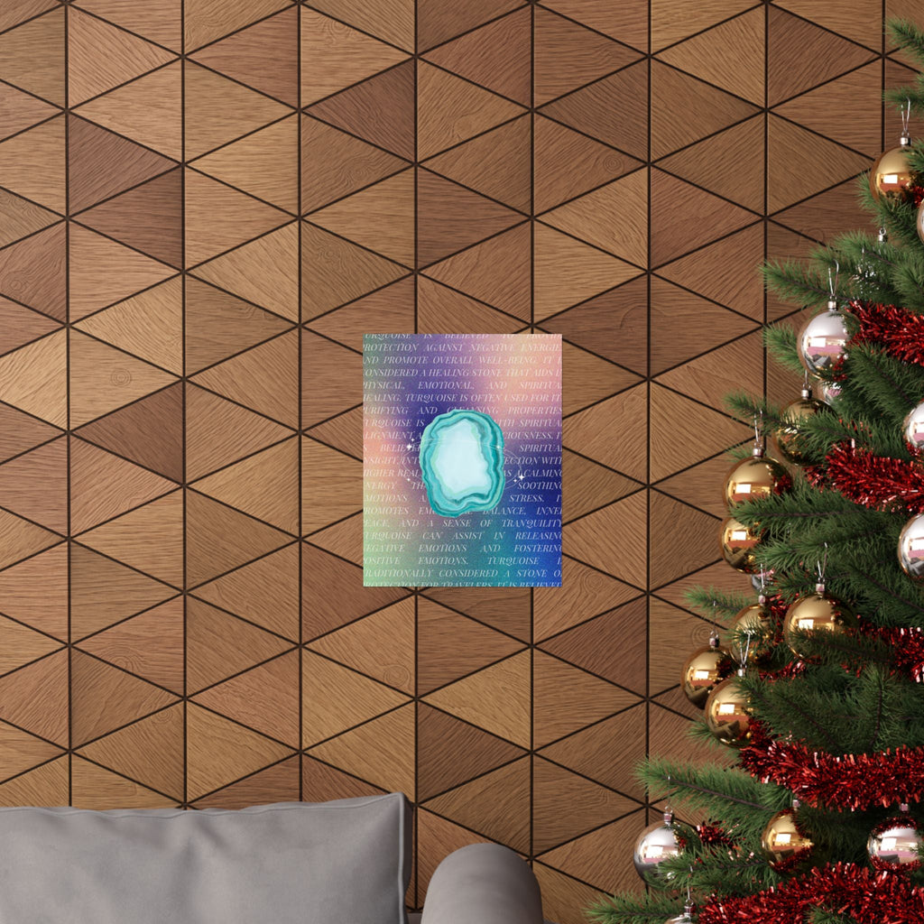 turquoise agate poster — matte healing stone wall art Printify