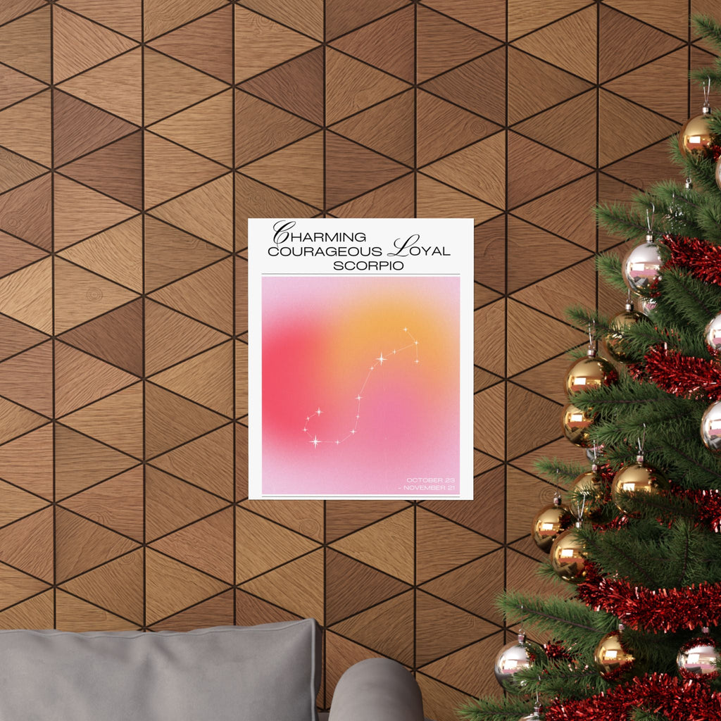 scorpio constellation matte poster — "charming courageous loyal" zodiac wall art Printify
