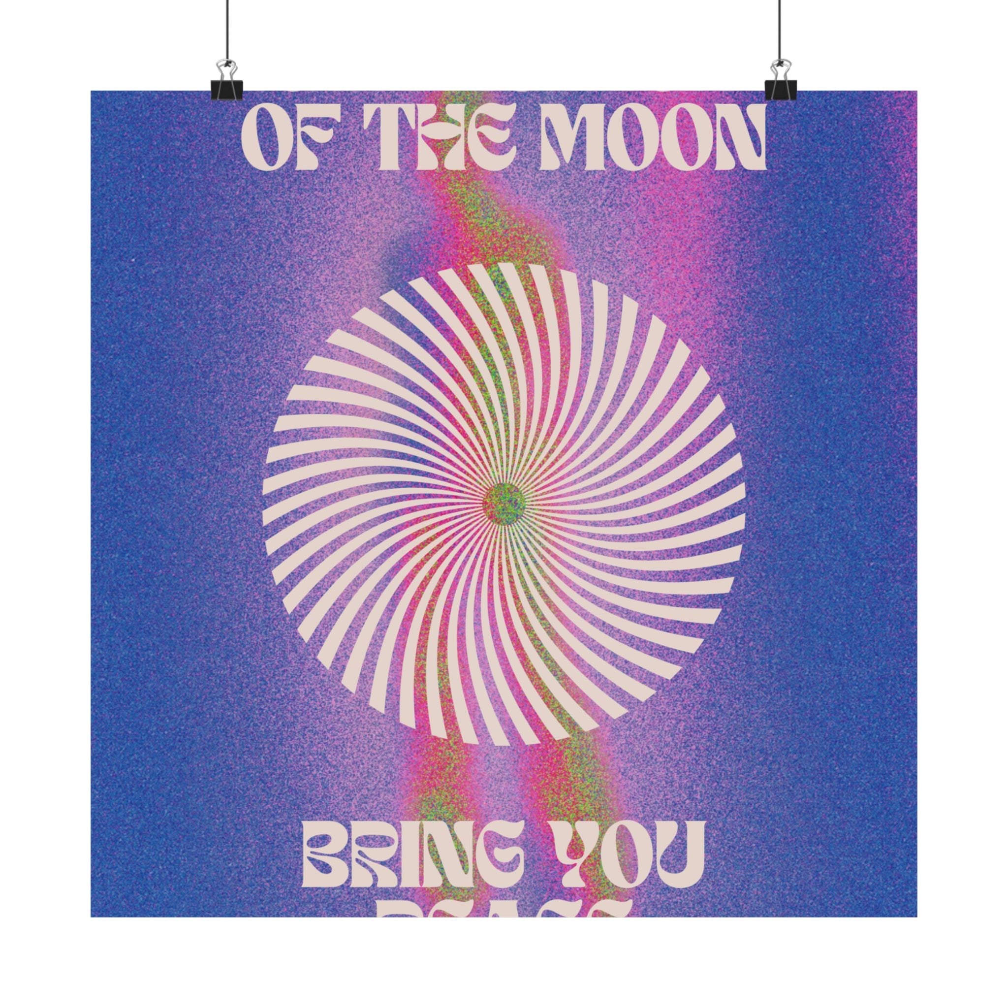 let the light of the moon poster — psychedelic retro wall art Printify