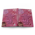 Hardcover Journal — "The Universe Loves to See Me Win" Pink Affirmation Notebook Printify