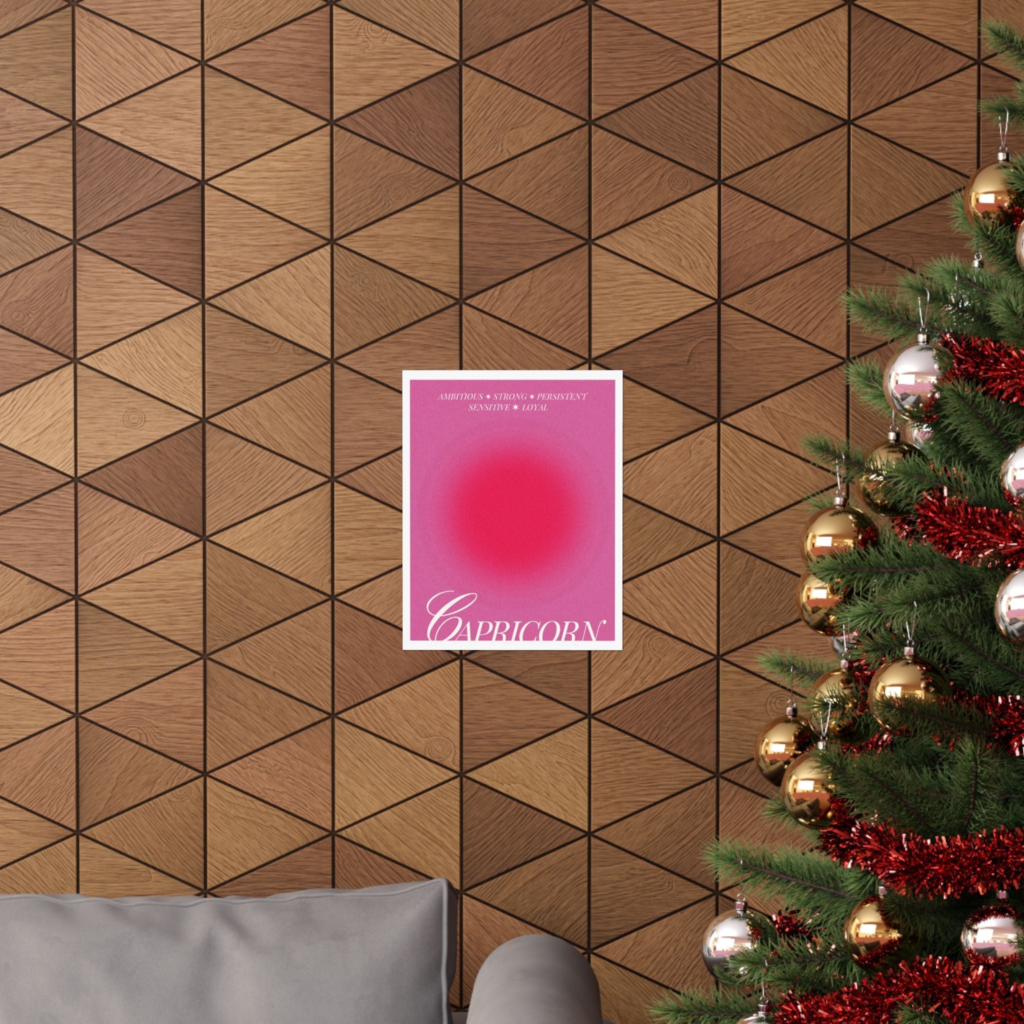 capricorn catte poster — pink zodiac wall art Printify