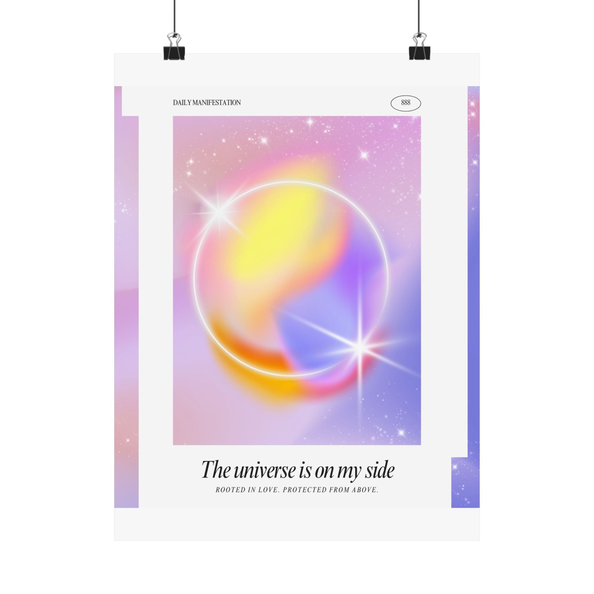 matte poster — "the universe is on my side" pastel manifestation art print Printify