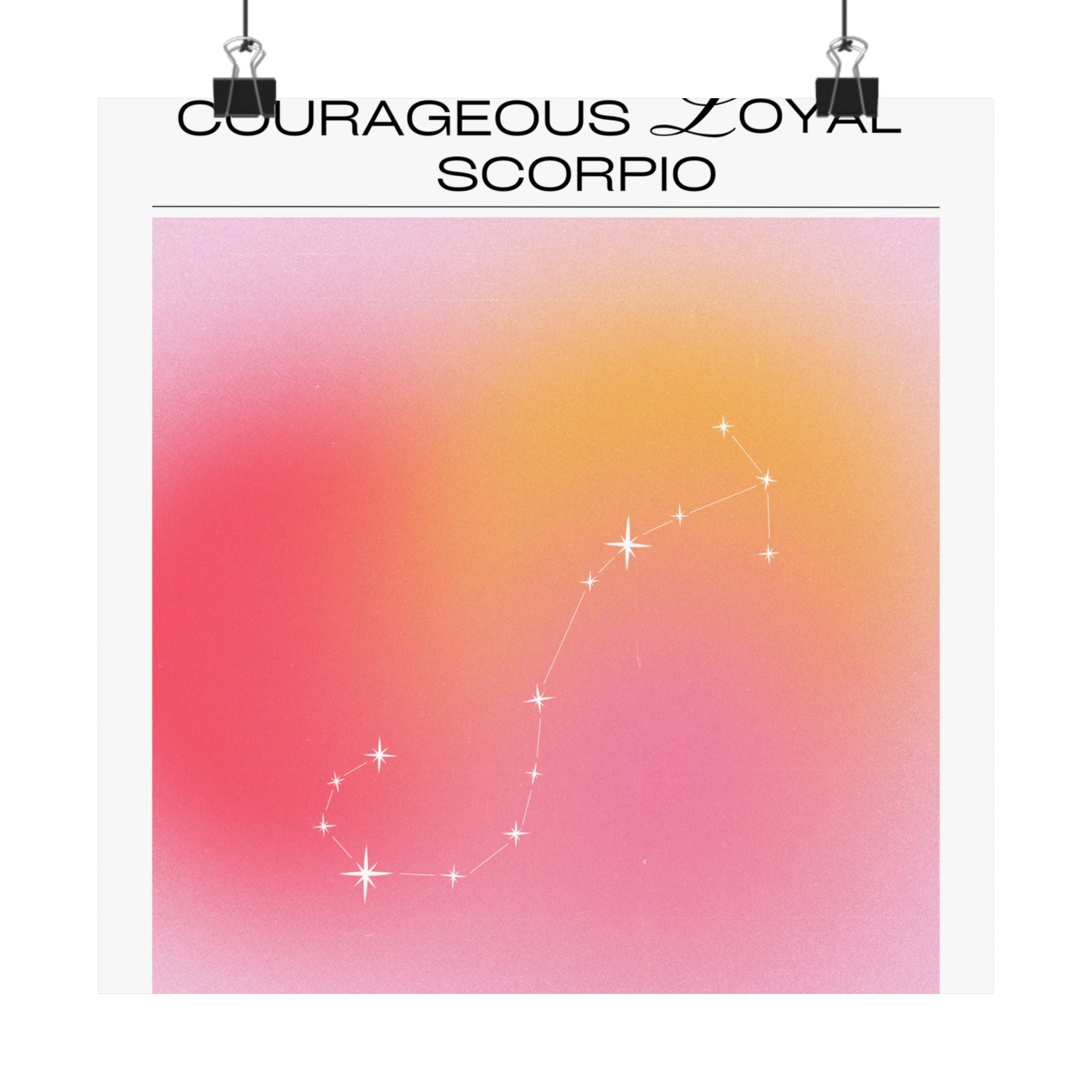 scorpio constellation matte poster — "charming courageous loyal" zodiac wall art Printify