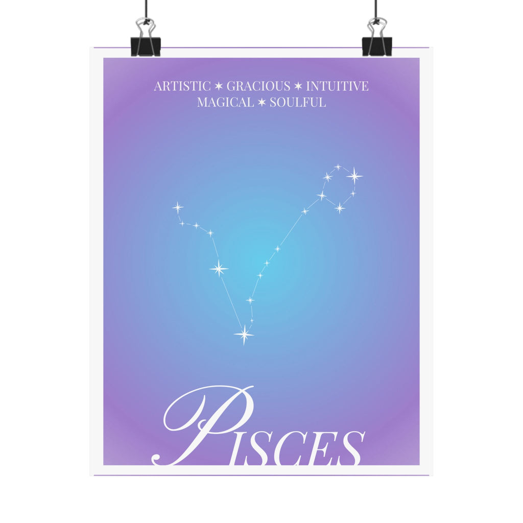 pisces constellation matte poster — astrological zodiac wall art Printify