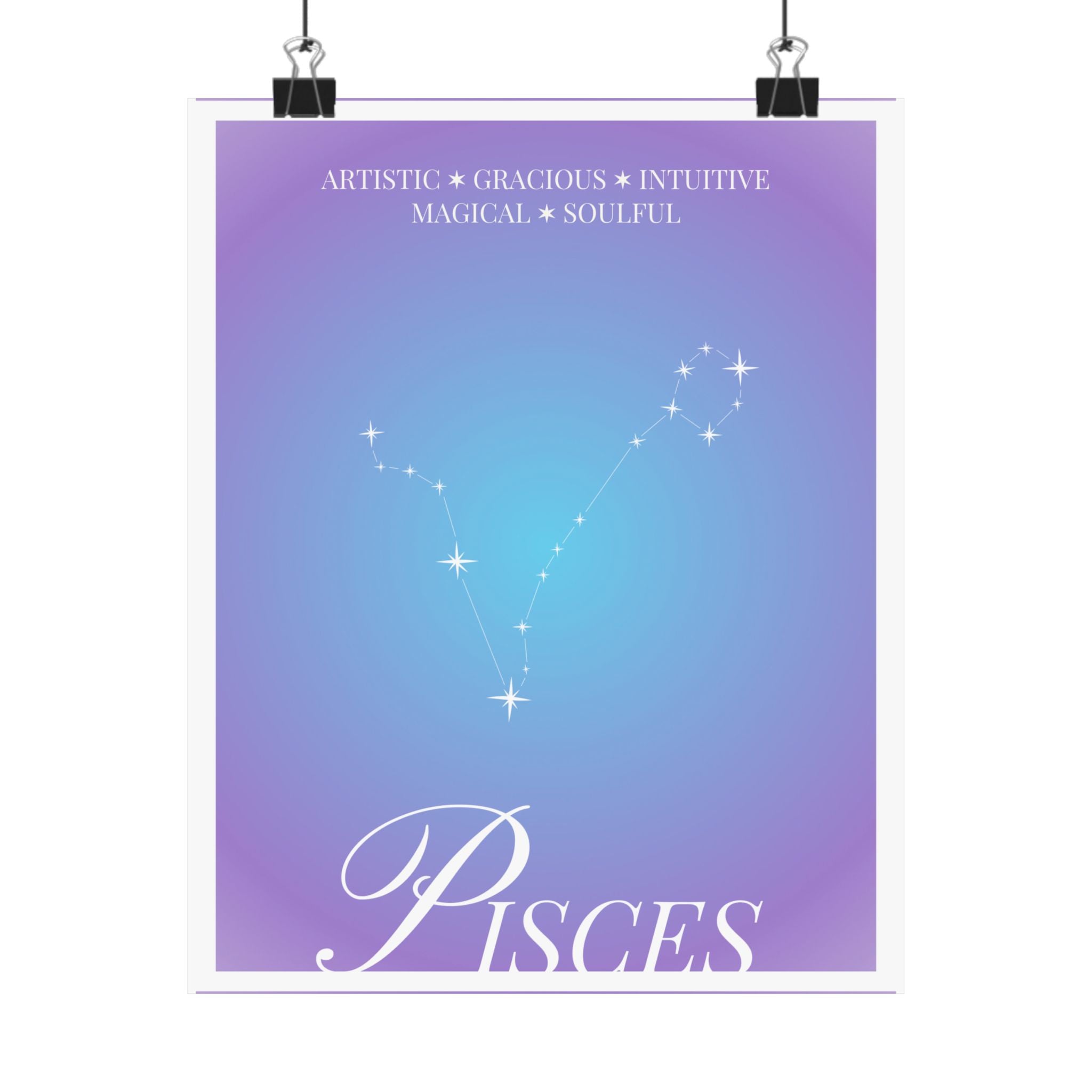 pisces constellation matte poster — astrological zodiac wall art Printify