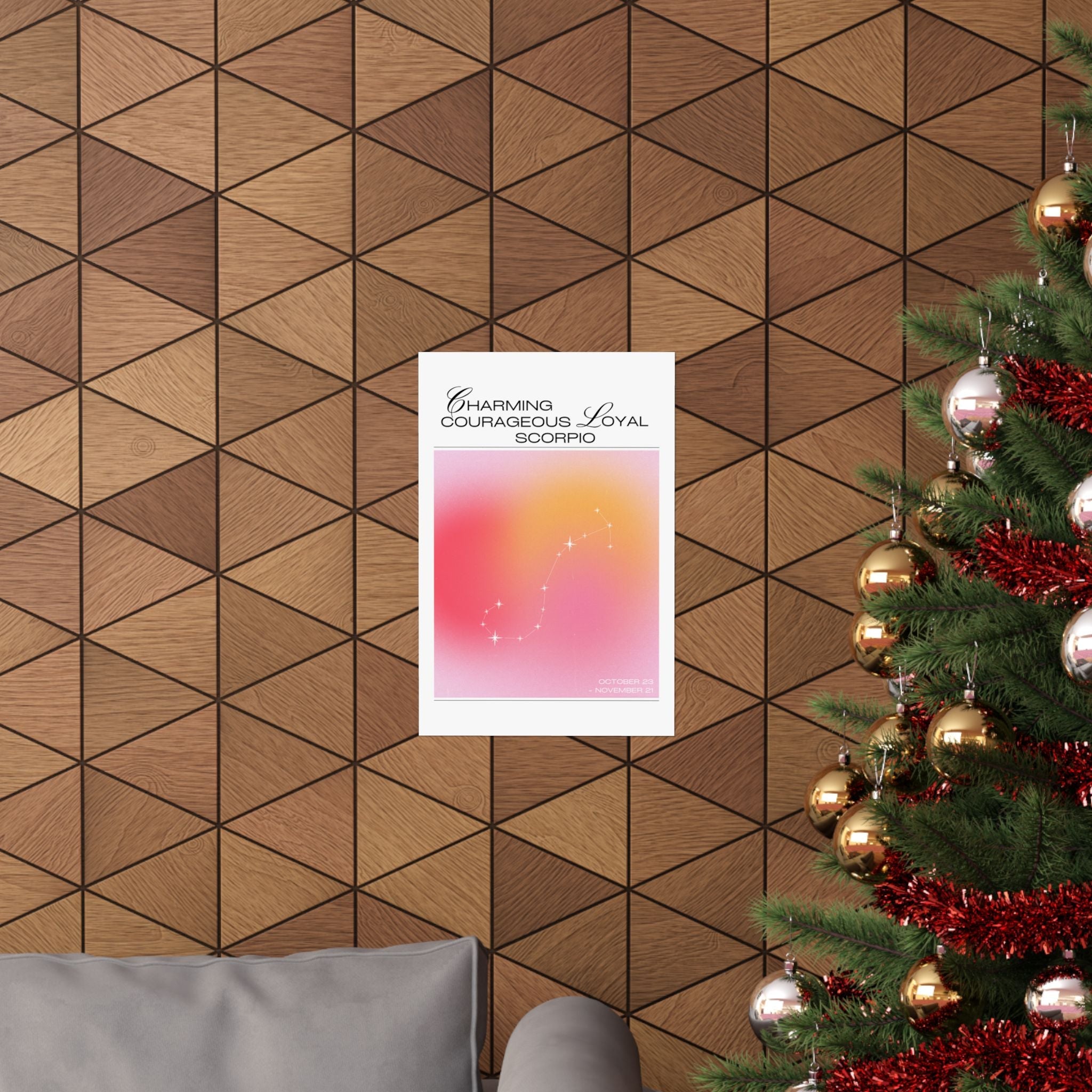scorpio constellation matte poster — "charming courageous loyal" zodiac wall art Printify