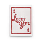 Lucky You Ace of Hearts Hardcover Journal — Vintage Playing Card Love Notebook Printify