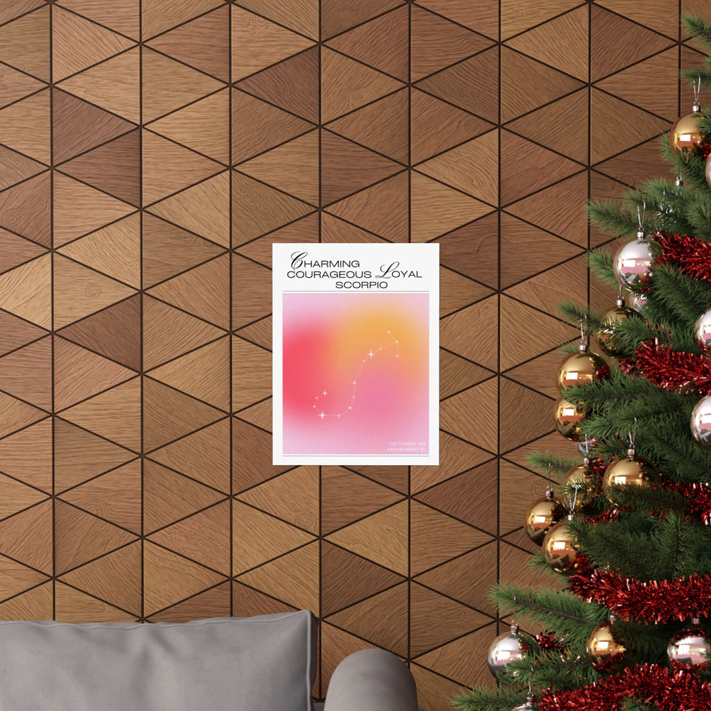scorpio constellation matte poster — "charming courageous loyal" zodiac wall art Printify