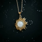 Lunar Witch Necklace - Rainbow Moonstone Pendant DC-Yugen Handmade
