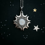 Lunar Witch Necklace - Rainbow Moonstone Pendant DC-Yugen Handmade