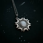 Lunar Witch Necklace - Rainbow Moonstone Pendant DC-Yugen Handmade